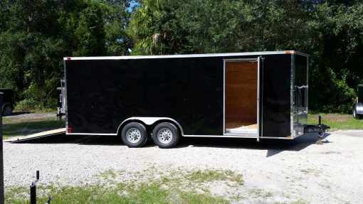 8.5x20 TA Trailer - Black, Ramp, Side Door, D-Rings, 5K Axles, and Radials