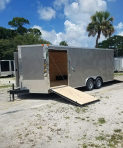 8.5x20 TA Trailer - Pewter, Ramp, Side Door, D-Rings, 5K Axles, Radials, Side Ramp