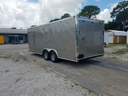 8.5x20 TA Trailer - Pewter, Ramp, Side Door, D-Rings, 5K Axles, Radials, Side Ramp