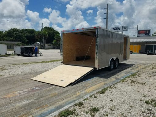 8.5x20 TA Trailer - Pewter, Ramp, Side Door, D-Rings, 5K Axles, Radials, Side Ramp