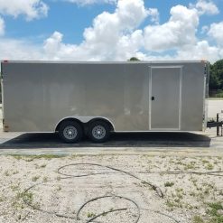 8.5x20 TA Trailer - Pewter, Ramp, Side Door, D-Rings, 5K Axles, Radials, Side Ramp