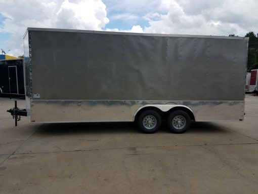 8.5x20 TA Trailer - Pewter, Heavy Duty Ramp, Side Door, D-Rings, 5K Axles, Extra Height