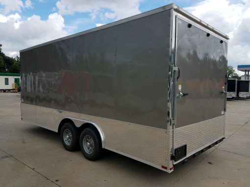 8.5x20 TA Trailer - Pewter, Heavy Duty Ramp, Side Door, D-Rings, 5K Axles, Extra Height