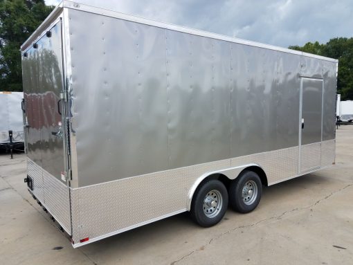 8.5x20 TA Trailer - Pewter, Heavy Duty Ramp, Side Door, D-Rings, 5K Axles, Extra Height