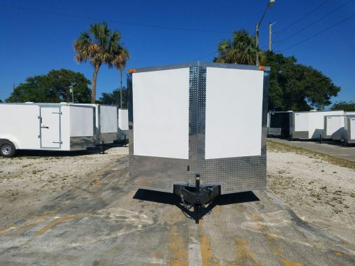 8.5x20 TA Trailer - White, Ramp, Side Door, D-Rings, 5K Axles, and Radials