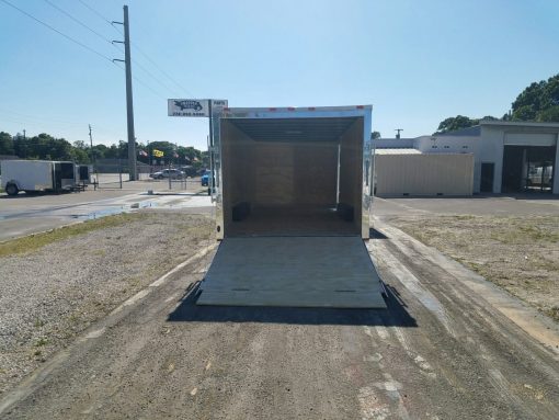 8.5x20 TA Trailer - White, Ramp, Side Door, D-Rings, 5K Axles, and Radials