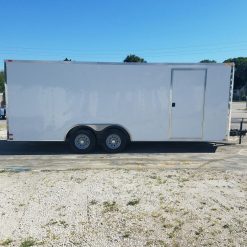 8.5x20 TA Trailer - White, Ramp, Side Door, D-Rings, 5K Axles, and Radials