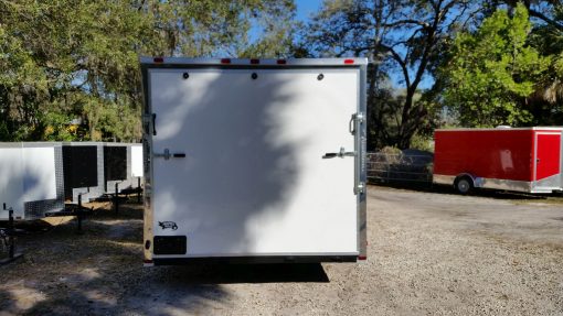 8.5x20 TA Trailer - White, Ramp, Side Door, D-Rings, 5K Axles, Radials, Extra Height