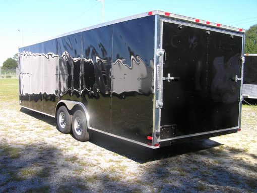 8.5x24 TA Trailer - Black, Ramp, Side Door, D-Rings, and 5K Axles