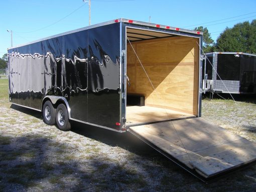 8.5x24 TA Trailer - Black, Ramp, Side Door, D-Rings, and 5K Axles