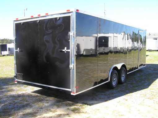 8.5x24 TA Trailer - Black, Ramp, Side Door, D-Rings, and 5K Axles