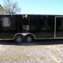 8.5x24 TA Trailer - Black, Ramp, Side Door, D-Rings, and 5K Axles