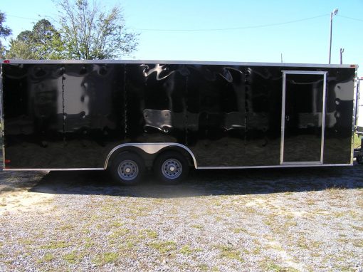 8.5x24 TA Trailer - Black, Ramp, Side Door, D-Rings, and 5K Axles