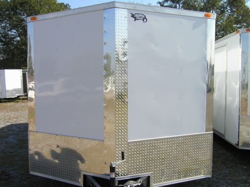 8.5x24 TA Trailer - White, Ramp, Side Door, D-Rings, 5K Axles, and Radials