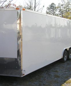 8.5x24 TA Trailer - White, Ramp, Side Door, D-Rings, 5K Axles, and Radials