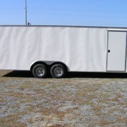 8.5x24 TA Trailer - White, Ramp, Side Door, D-Rings, 5K Axles, and Radials