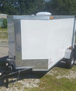 4x8 SA Trailer - White, Single Door, Side Door, and Roof Vent