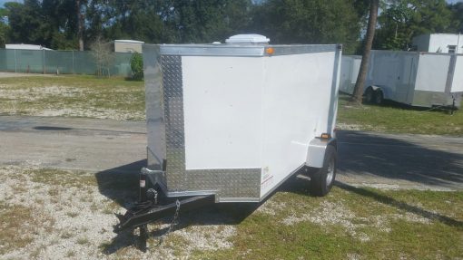 4x8 SA Trailer - White, Single Door, Side Door, and Roof Vent