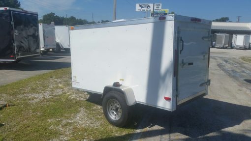 4x8 SA Trailer - White, Single Door, Side Door, and Roof Vent