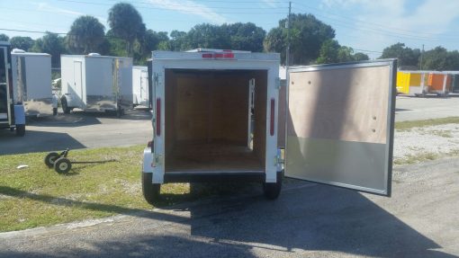 4x8 SA Trailer - White, Single Door, Side Door, and Roof Vent