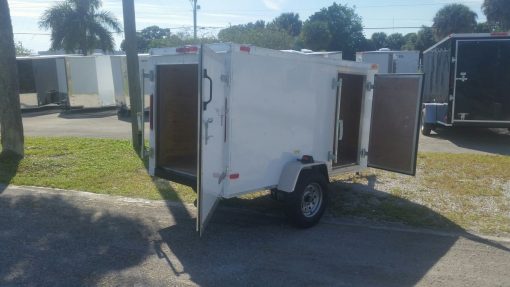 4x8 SA Trailer - White, Single Door, Side Door, and Roof Vent