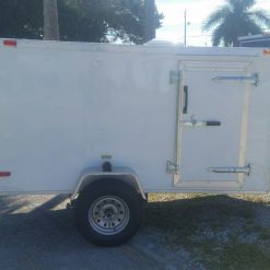 4x8 SA Trailer - White, Single Door, Side Door, and Roof Vent