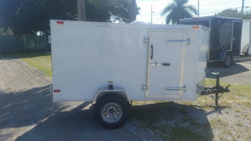 4x8 SA Trailer - White, Single Door, Side Door, and Roof Vent