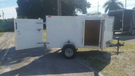 4x8 SA Trailer - White, Single Door, Side Door, and Roof Vent