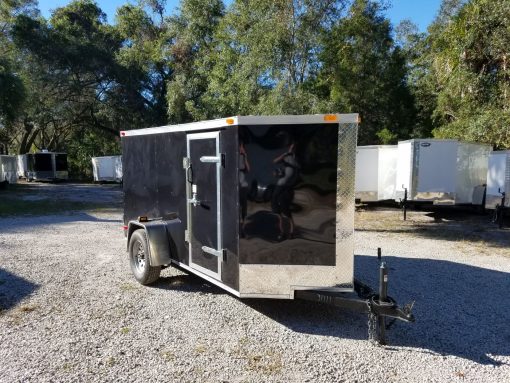 5x10 SA Trailer - Black, Double Doors, Side Door