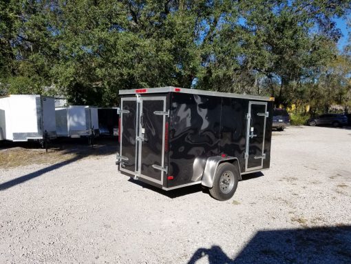 5x10 SA Trailer - Black, Double Doors, Side Door