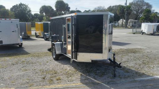 5x10 SA Trailer - Black, Ramp, Side Door