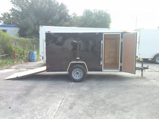 5x10 SA Trailer - Black, Ramp, Side Door