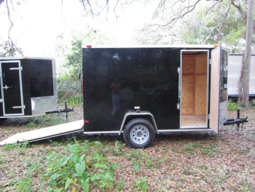 5x10 SA Trailer - Black, Ramp, Side Door, Extra Height