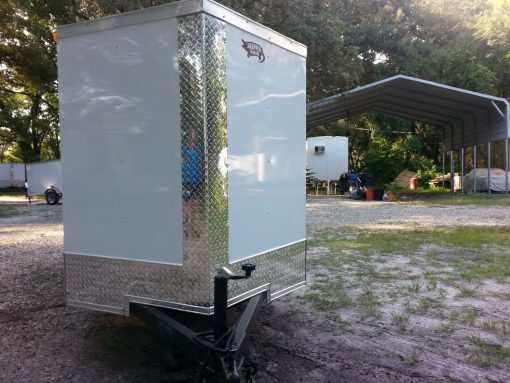 5x10 SA Trailer - White, Double Doors, Side Door, Side Vents