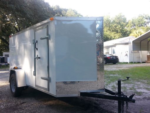 5x10 SA Trailer - White, Double Doors, Side Door, Side Vents