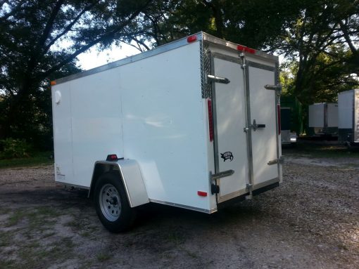 5x10 SA Trailer - White, Double Doors, Side Door, Side Vents