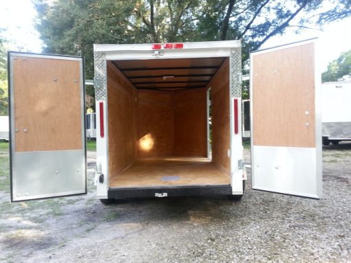 5x10 SA Trailer - White, Double Doors, Side Door, Side Vents