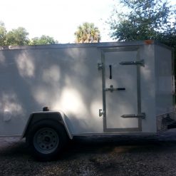 5x10 SA Trailer - White, Double Doors, Side Door, Side Vents