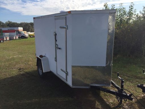 5x10 SA Trailer - White, Double Doors, Side Door, Extra Height