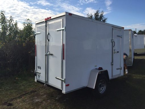 5x10 SA Trailer - White, Double Doors, Side Door, Extra Height