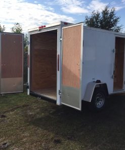 5x10 SA Trailer - White, Double Doors, Side Door, Extra Height