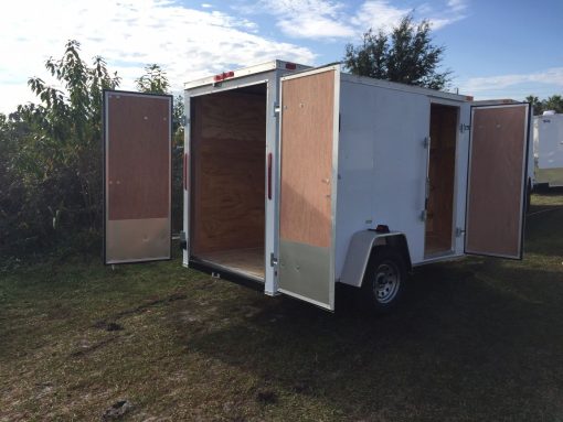 5x10 SA Trailer - White, Double Doors, Side Door, Extra Height