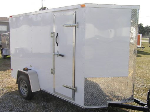 5x10 SA Trailer - White, Ramp, Side Door, Extra Height