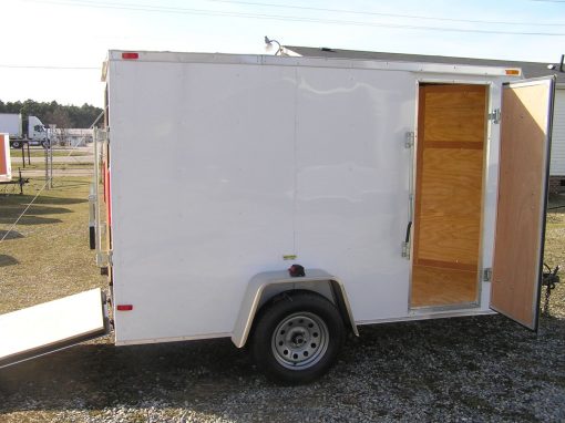 5x10 SA Trailer - White, Ramp, Side Door, Extra Height