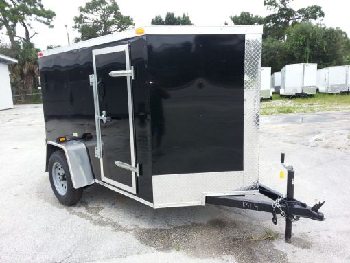 5x8 SA Trailer - Black, Double Doors, Side Door