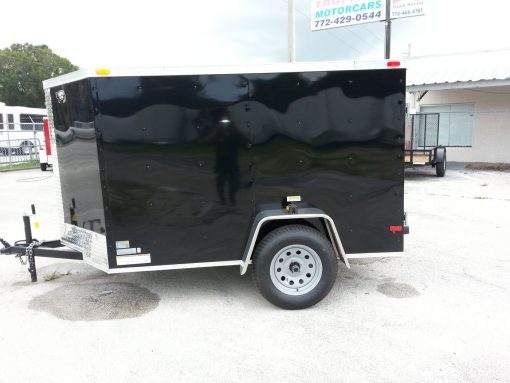 5x8 SA Trailer - Black, Double Doors, Side Door