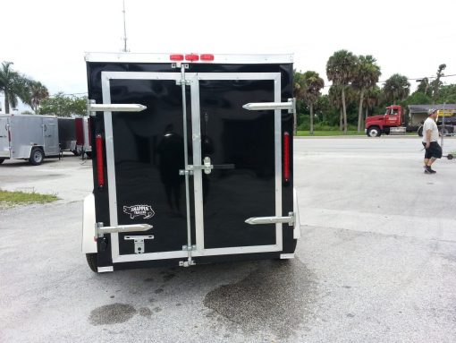 5x8 SA Trailer - Black, Double Doors, Side Door