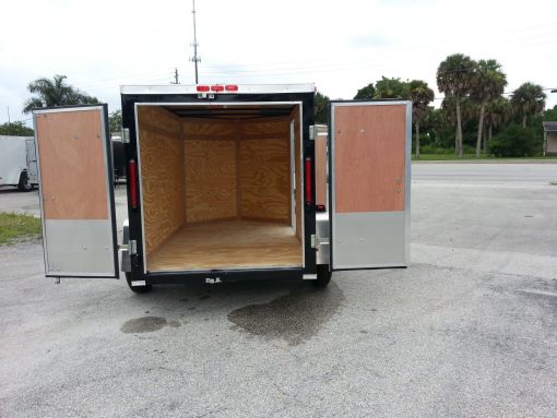 5x8 SA Trailer - Black, Double Doors, Side Door