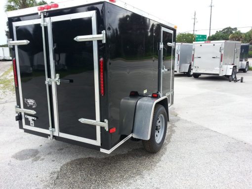 5x8 SA Trailer - Black, Double Doors, Side Door