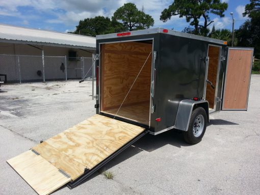 5x8 SA Trailer - Charcoal Gray, Ramp, Side Door